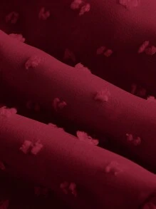 SHEIN MOD Swiss Dot Tie Shoulder Two Layer Hem Cami Dress - Burgundy - View 4