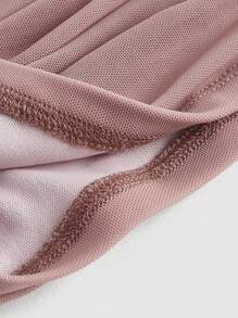 SHEIN MOD 單肩褶邊短款上衣 - 藕粉色 - 查看 4