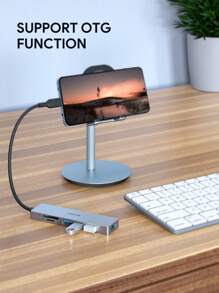 JMMO USB 集线器，USB C 集线器，6 合 1 USB C 集线器 3 个 USB 3.0 端口，Micro SD/SD 读卡器，4K@30Hz HDMI 兼容端口，适用于大多数 Type-C 设备 USB3.0 圣诞礼物，秋冬季假期露营必备品，度假配件，露营用品 - 銀色 - 查看 7