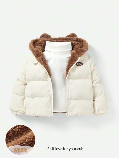 Cozy Pixies Bebis Pojke Enkel Jackor Vadderad kappa Förtjockad  Med huva Lämplig Till vintern