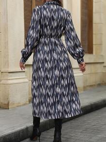 Chiquease Vestido camisero con estampado girante delantero - Multicolor - Ver 2