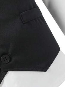 SHEIN Tween Boy's Gentleman 2pcs Set: Vest With Chest Design + Long Pants, No Shirt No Accessories, Suitable For Birthday Party, Evening Party, Wedding, Christening, 1st Birthday, Wedding Party, Wedding Guest, Pageboy, Ring Bearer