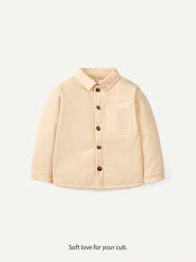 Cozy Pixies 男嬰字母圖案口袋貼布前排扣外套 - 杏色 - 查看 2