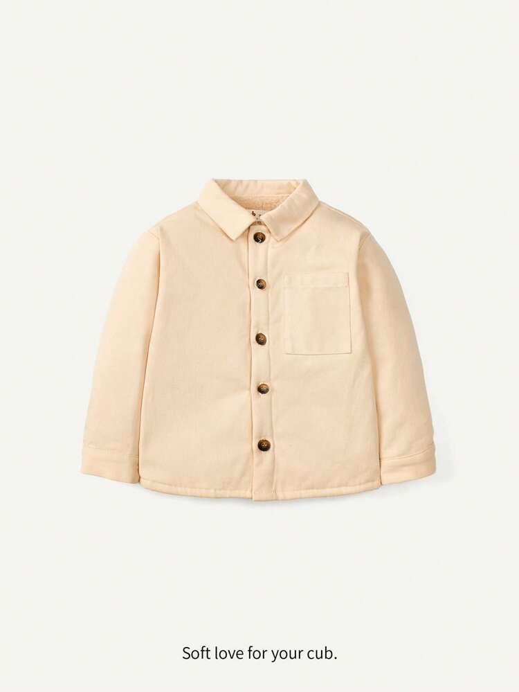Baby Boy Letter Graphic Pocket Patched Button Up Coat
