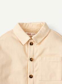 Cozy Pixies 男嬰字母圖案口袋貼布前排扣外套 - 杏色 - 查看 5