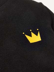 Cozy Pixies T-shirt À Manches Longues Imprimé De Couronne De Dessin Animé Doux Et Décontracté Pour Bébé Garçon Avec Un Demi-col Roulé Tricoté