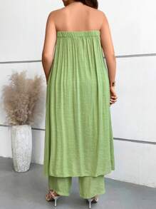 Breezaya 休閒露背 交叉純色大碼兩件套裝