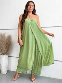 Breezaya 休閒露背 交叉純色大碼兩件套裝