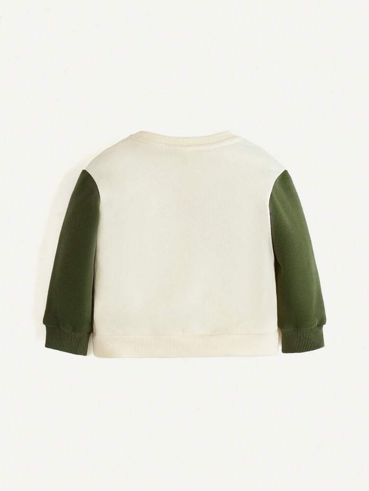 Baby Boy Slogan Graphic Colorblock Sweatshirt & Pants