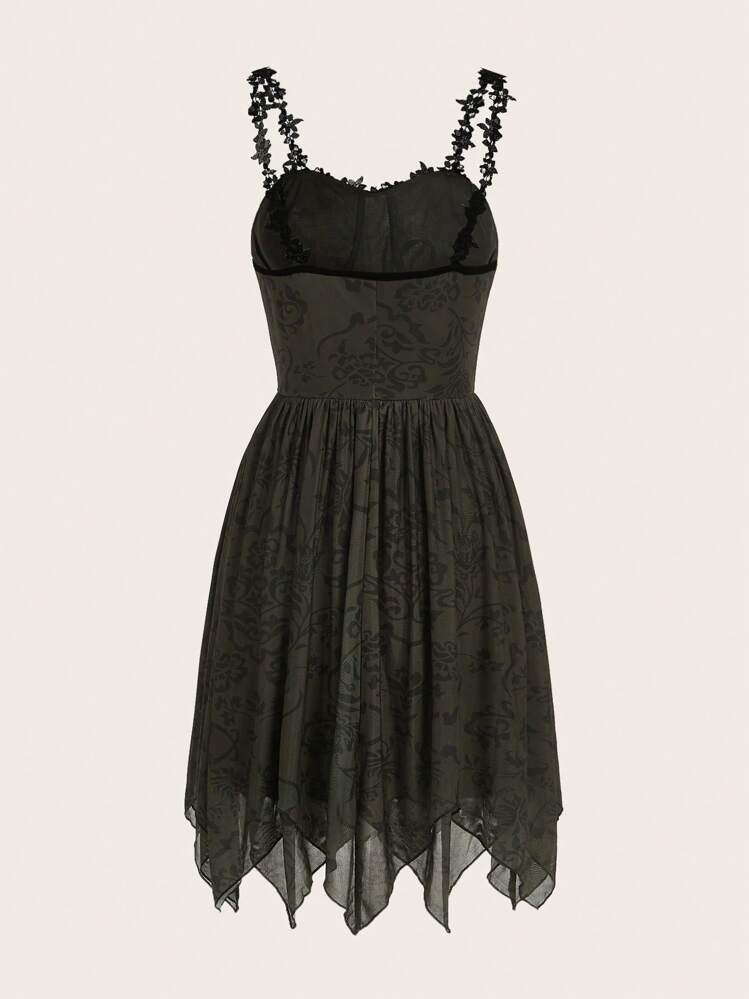 open lace back dress Xiomara Ombr Suspender Dress - Black-White Gradient
