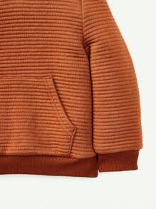 Cozy Pixies 男嬰素色連帽套頭衫運動衫帶袋鼠口袋 - 亮橙色 - 查看 3