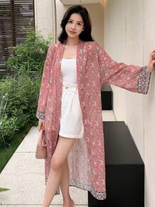 DAZY 印花開門襟和服罩衫 - 彩色 - 查看 2