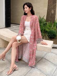 DAZY 印花開門襟和服罩衫 - 彩色 - 查看 4