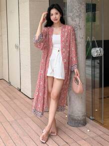 DAZY 印花開門襟和服罩衫 - 彩色 - 查看 5