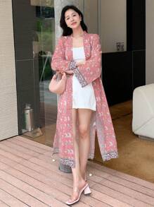 DAZY 印花開門襟和服罩衫 - 彩色 - 查看 7