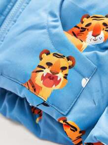 Manteau matelassé à capuche avec graphique de dessin animé pour bébé garçon