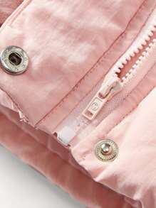 Manteau rembourré avec capuche et bordure en fourrure pour bébé fille