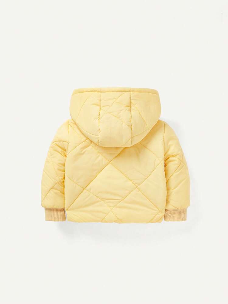 Baby Girl Hooded Quilted Jacket With Thermal Lined, Thickened Version Suitable For Winter