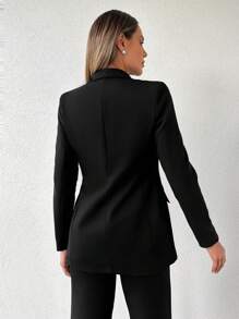 RueChic Lapel Neck Double Breasted Blazer