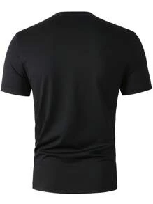 Manfinity Homme Nam Chi tiết Patched thư Áo thun - màu đen - Xem 2