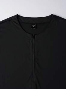 Manfinity Homme Nam Chi tiết Patched thư Áo thun - màu đen - Xem 3