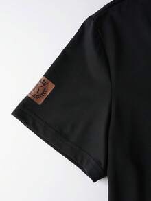 Manfinity Homme Nam Chi tiết Patched thư Áo thun - màu đen - Xem 6