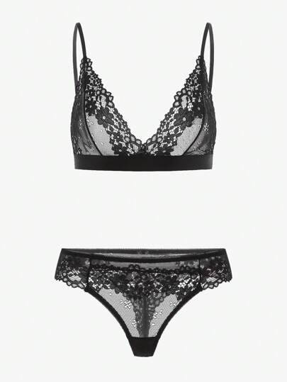 Bloemen Kanten BH Slipje Lingerie Set view 4