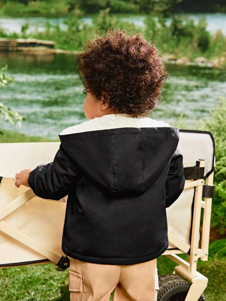 Toddler Boys' Casual Thickened Loose Fit Hoodie Jacket
