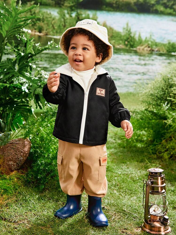 Toddler Boys' Casual Thickened Loose Fit Hoodie Jacket