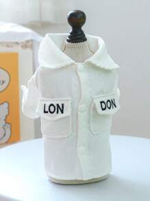 1入組寵物衣服狗狗貓服裝服飾倫敦圖案襯衫 - 白色 - 查看 2