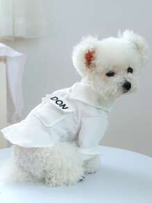 1入組寵物衣服狗狗貓服裝服飾倫敦圖案襯衫 - 白色 - 查看 4