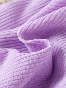 SHEIN Tween Girl Slant Pocket Straight Leg Trousers - Mauve Purple - View 5