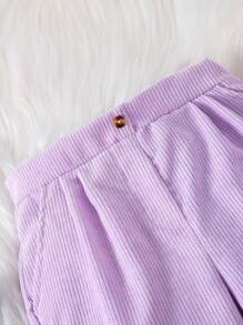 SHEIN Tween Girl Slant Pocket Straight Leg Trousers - Mauve Purple - View 6