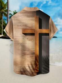 Manfinity Homme Nam Vượt qua In Áo sơ mi - Màu Khaki - Xem 2