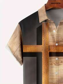 Manfinity Homme Nam Vượt qua In Áo sơ mi - Màu Khaki - Xem 3