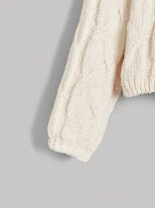 SHEIN MOD Solid Drop Shoulder Sweater - Beige - View 8