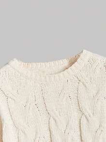 SHEIN MOD Solid Drop Shoulder Sweater - Beige - View 9