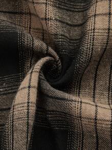 SHEIN Maternity Plaid Print Drop Shoulder Flap Pocket Belted Coat - Multicolor - View 9