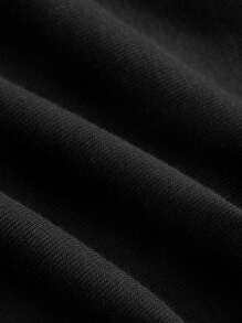 SHEIN MOD Chất rắn Cổ không đối xứng Viền ven Áo - màu đen - Xem 5