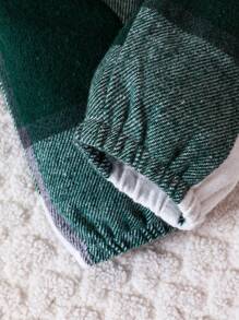 Baby Boy Solid Tee & Plaid Print Letter Patched Overall Jumpsuit - Green - View 8