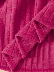 SHEIN 女小童高領羊腿袖洋裝&包 - 酒紅色 - 查看 6