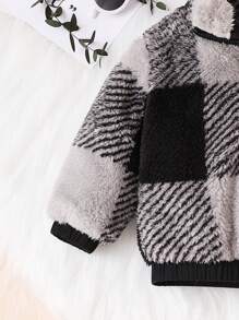 Đứa bé trai In kẻ sọc Dây kéo Áo Teddy Jackets - Nhiều màu - Xem 5