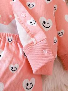 Baby Girl Cartoon Graphic Hooded Jacket & Sweatpants & Tee - Pink - View 4