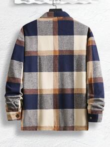 Manfinity Homme 男士寬鬆格紋拼接口袋落肩衣 - 彩色 - 查看 2