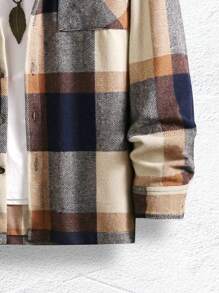 Manfinity Homme 男士寬鬆格紋拼接口袋落肩衣 - 彩色 - 查看 3