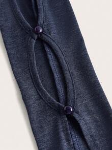 SHEINNeu Off Shoulder Cut Out Ruffle Hem Dress - Navy Blue - View 5