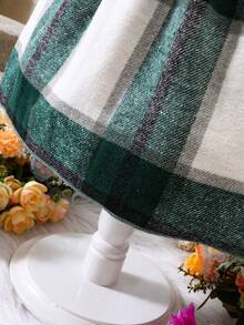 SHEIN 女小童格紋印花洋裝&帽&圍巾