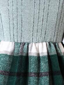 SHEIN 女小童格紋印花洋裝&帽&圍巾