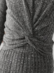 SHEIN Leap Crew 女大童扭結下擺T恤&喇叭褲 - 灰色 - 查看 5