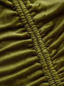 SHEIN Teen Girl Ruched Velvet Cami Dress - Lime Green - View 4